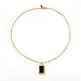 Rectangular Black Onyx Pendant Layering Necklace