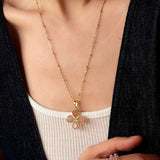 Natural Stone Four-Leaf Clover Necklace