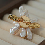Vintage Blooming Flower Toothpick Pearl Baroque Pearl Brooch