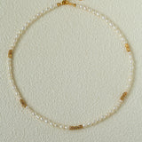 Dual-Style Lava Grain Gold Collarbone Necklace (Pearl Mix + Solid Lava Chain)