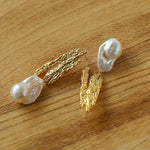 Molten Landscape baroque pearl drop earrings