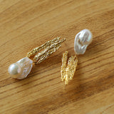 Molten Landscape baroque pearl drop earrings