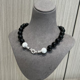 White turquoise & Black Agate Beaded Necklace
