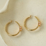 Vintage Hammered Mini Pearl Statement Hoop Earrings