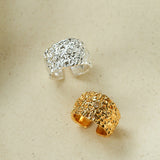 Textured Wrinkle Cubic Zirconia Open Ring