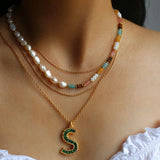 Colorful Natural Stone Pearl Stacked Beads Necklace