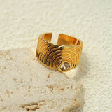 Vintage Concentric Ripple Cubic Zirconia Wide Open Ring