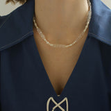 Minimalist Faceted Clear Quartz & Freshwater Pearl Beaded Necklace