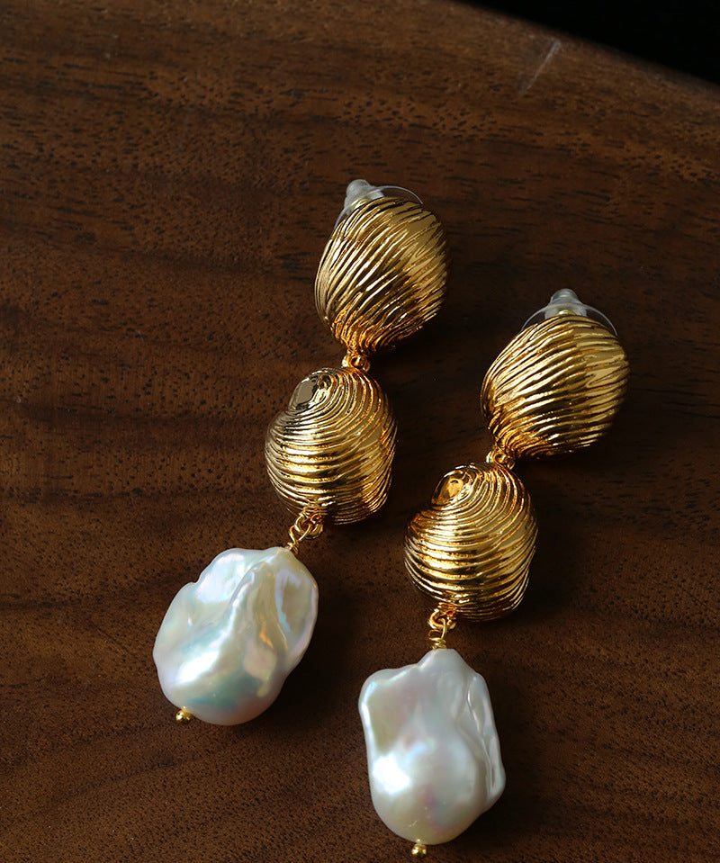 Vintage Shell Pearl Earrings | Baroque Statement Earrings