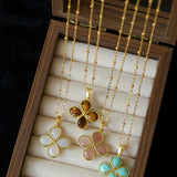 Natural Stone Four-Leaf Clover Necklace