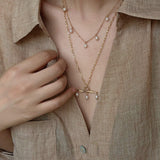 Freshwater Pearl T‑Shape Balance Pendant Necklace