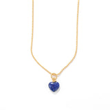 Elegant French Lapis Lazuli Heart Ball Chain Necklace