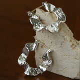 Hammered Ripple Texture Hoop Earrings