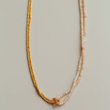 Designer Double Chain & Mixed Natural Stone Necklace