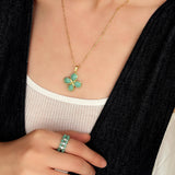 Natural Stone Four-Leaf Clover Necklace