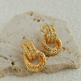 Molten Lava Texture Double-Hoop Drop Earrings