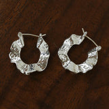 Hammered Ripple Texture Hoop Earrings