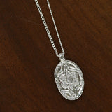 Vintage Floral Relief Geometric Cubic Zirconia Pendant Necklace
