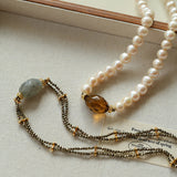 French Vintage Faceted Gemstone Pearl Necklace