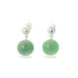 Original Brushed S925 Silver & Green Aventurine Drop Earrings