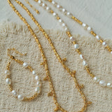 Lava Textured Multi-Charm Dangle Gold Layering Necklace