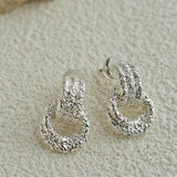 Molten Lava Texture Double-Hoop Drop Earrings