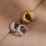 Gold and silver brushed floral cubic zirconia hoop earrings