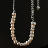 Minimalist Baroque Pearl Silver Chain Necklace - Style A