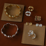 Oval dome bracelets with coordinating rings and earrings