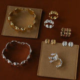 Oval dome bracelets with coordinating rings and earrings