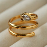 Minimalist Sleek Geometric Cubic Zirconia Open Ring