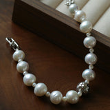 Luxury Elegance Natural Freshwater Pearl Spacer Bead Bracelet