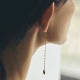 Teardrop Tassel Long Chain Drop Earrings - close-up detail 3 | Floysun