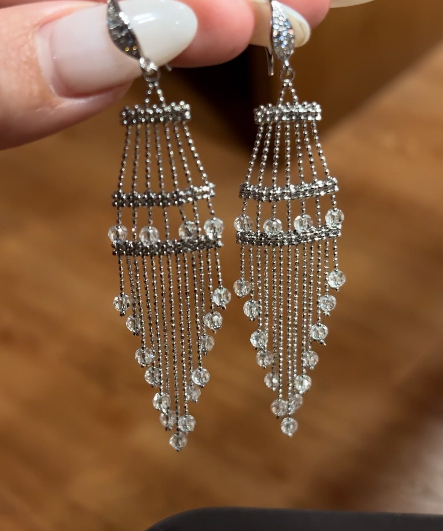 Italian Lace Crystal Tassel Earrings - Handcrafted S925 Sterling Silver  Baroque Chandelier Earrings