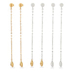 Teardrop Tassel Long Chain Drop Earrings - front product view | Floysun