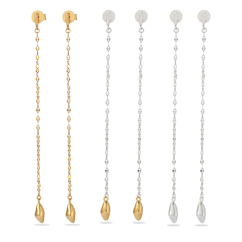 Teardrop Tassel Long Chain Drop Earrings - front product view | Floysun