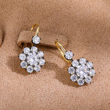 Black-and-Gold Floral Halo Cubic Zirconia Earrings - styled view | Floysun