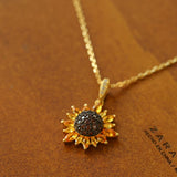 Colorful Sunflower Pendant Necklace