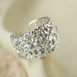 Textured Wrinkle Cubic Zirconia Open Ring