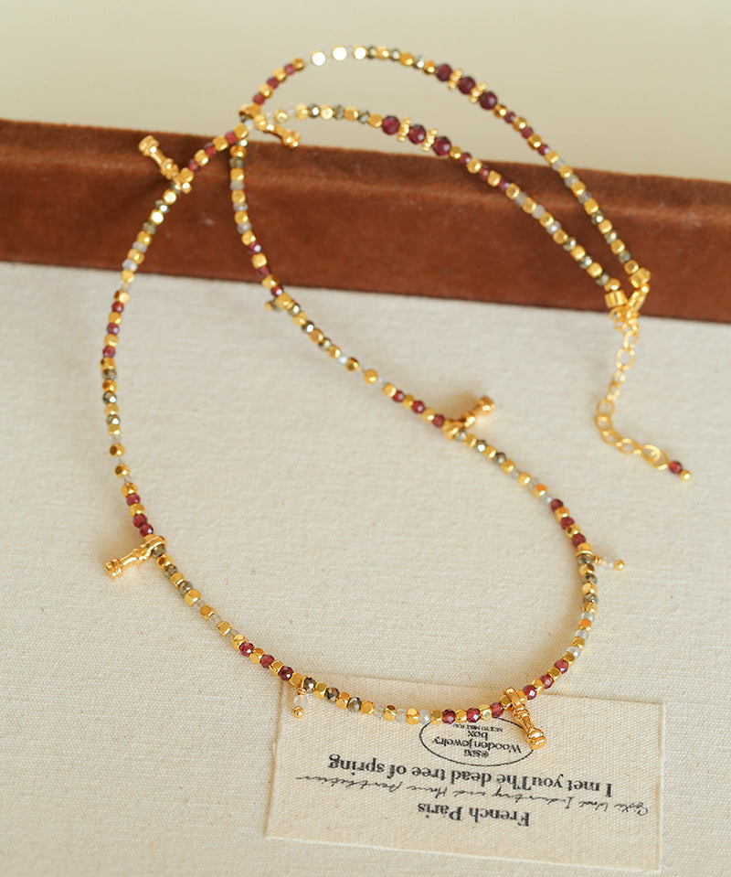 Colorful Mini Natural Stone Necklace | Bohemian Layering Style