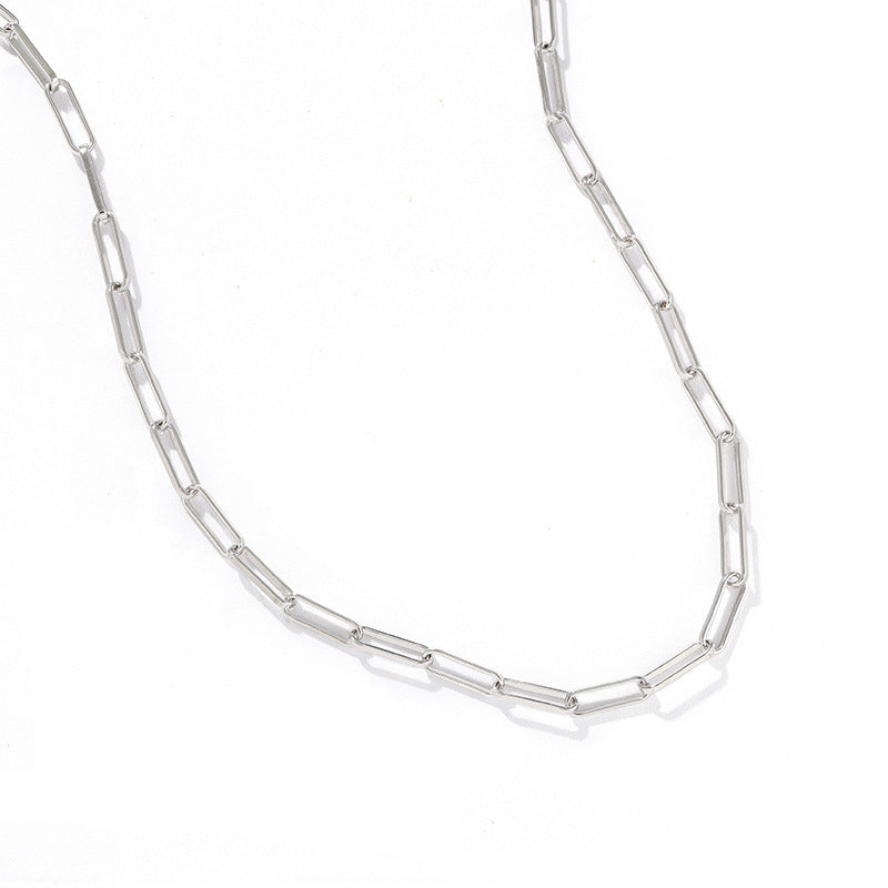 Alternating Bar Paperclip Chain Necklace - scale view | Floysun