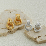 Molten Lava Texture Double-Hoop Drop Earrings