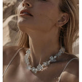 Blue Irregular Glass & Pearl Vacation Collarbone Necklace