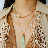 Designer Double Chain & Mixed Natural Stone Necklace