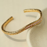 Natural Freshwater Pearl Molten Texture Open Cuff Bracelet