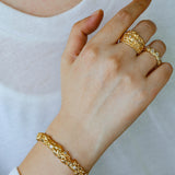 Textured Wrinkle Cubic Zirconia Open Ring