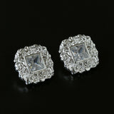 Molten Lava Texture Square Cubic Zirconia Stud Earrings
