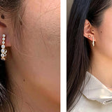 Bubble J-Shape Gradient CZ Stud Earrings