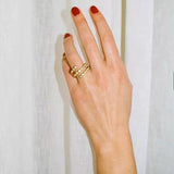 Bubble Triple Layer Spiral Bezel CZ Ring