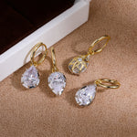 Two-Tone Pear-Cut Cubic Zirconia Drop Earrings - front product view | Floysun